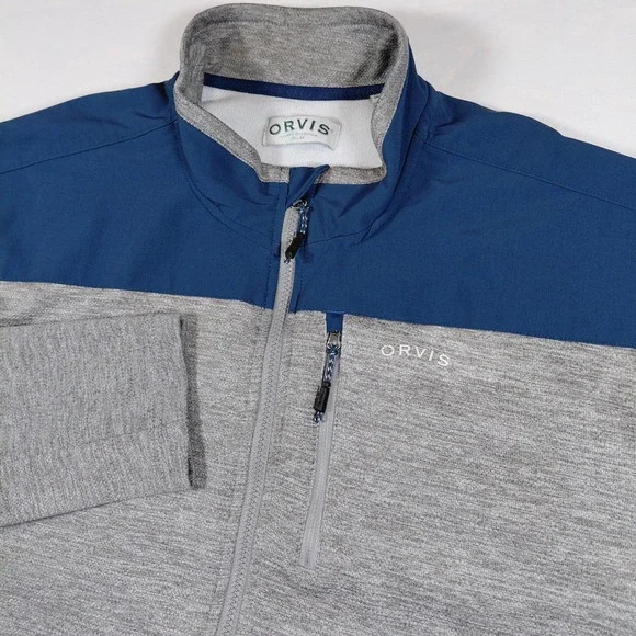 Orvis Full Zip Jacket Heather Gray Blue Bonded Mesh Classic Collection Mens XL - Picture 1 of 9